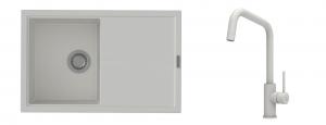 K-StrongSinks S3 Set drez Labe 780x500mm granit biely + Batéria Arda bílá