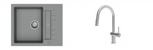 K-StrongSinks S3 Set drez Vardar 615x500mm granit šedý + Batéria Neris nerez