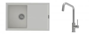 K-StrongSinks S3 Set drez Labe 780x500mm granit biely + Batéria Arda nerez