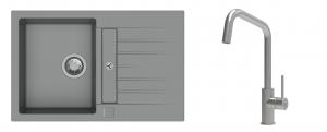 K-StrongSinks S3 Set drez Vardar 780x500mm granit šedý + Batéria Arda nerez