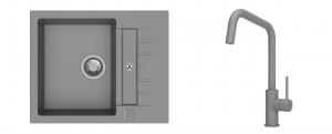 K-StrongSinks S3 Set drez Vardar 615x500mm granit šedý + Batéria Arda šedá