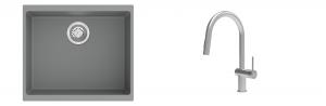 K-StrongSinks S3 Set drez Hron 530x460mm granit šedý + Batéria Neris nerez