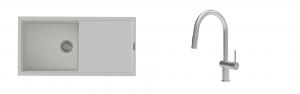 K-StrongSinks S3 Set drez Labe 1000x500mm granit biely + Batéria Neris nerez