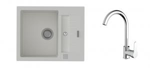 StrongSinks S3 Set drez Vardar 615 615x500mm granit biely + Batéria Seina chróm