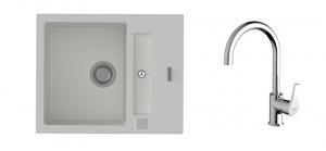 StrongSinks S3 Set drez Vardar 615 615x500mm granit biely + Batéria Rhona chróm