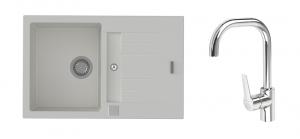 StrongSinks S3 Set drez Vardar 780 780x500mm granit biely+Batéria Garonne chróm