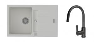 StrongSinks S3 Set drez Vardar 780 780x500mm granit biely + Batéria Loira čierna