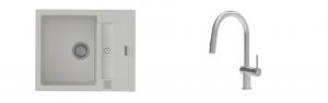 K-StrongSinks S3 Set drez Vardar 615x500mm granit biely + Batéria Neris nerez