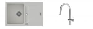 K-StrongSinks S3 Set drez Vardar 780x500mm granit biely + Batéria Neris nerez