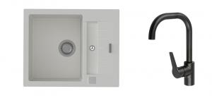 StrongSinks S3 Set drez Vardar 615 615x500mm granit biely+Batéria Garonne čierna