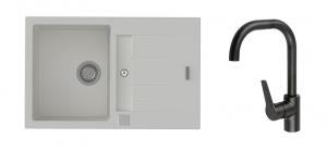 StrongSinks S3 Set drez Vardar 780 780x500mm granit biely+Batéria Garonne čierna