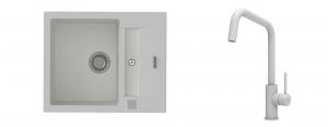 K-StrongSinks S3 Set drez Vardar 615x500mm granit biely + Batéria Arda bílá