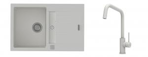 K-StrongSinks S3 Set drez Vardar 780x500mm granit biely + Batéria Arda bílá