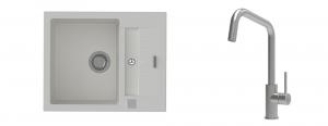 K-StrongSinks S3 Set drez Vardar 615x500mm granit biely + Batéria Arda nerez