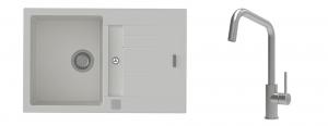 K-StrongSinks S3 Set drez Vardar 780x500mm granit biely + Batéria Arda nerez