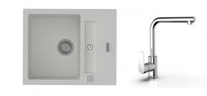 StrongSinks S3 Set drez Vardar 615 615x500mm granit biely + Batéria Stréva chróm