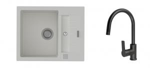 StrongSinks S3 Set drez Vardar 615 615x500mm granit biely + Batéria Loira čierna