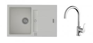 K-StrongSinks S3 Set drez Vardar 780x500mm,granit biely+Batéria Rhona chróm