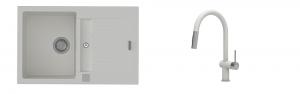 K-StrongSinks S3 Set drez Vardar 780x500mm granit biely + Batéria Neris bílá