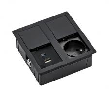 VersaHit Dual elektrická zásuvka 1x 230V, Francúzska, USB A/C 5V čierna matná