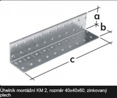 Rohový plech 40x40x60mm zinok biely