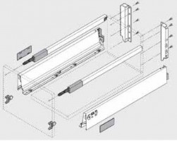 BLUM sada Antaro D 450 mm/30 kg, Blumotion/TOB, sivá R9006