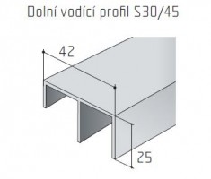 S-profil S30/45 spodný elox 2m