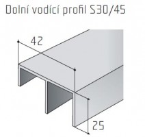 S-profil S30/45 spodný elox 2,5m
