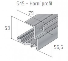 S-S45 horný vodiaci profil 2,5m strieborný