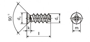 Euroskrutka 6,3x16/9 zápustná hlava 9mm PZ2 zinok biely