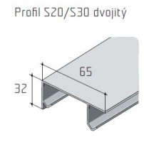 S-S20/30 alu lišta dvojitá 6m elox